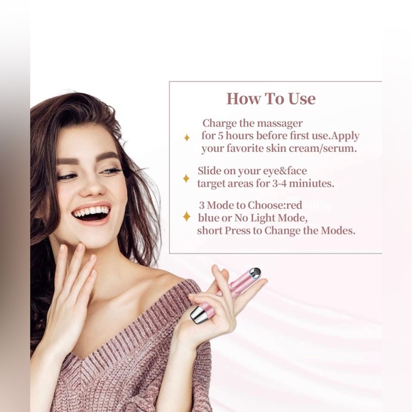 New! Eye & Face Massage Tool Wand Pen, Eye Lift Wand Heated Warm, Vibration, Fir - Picture 4 of 17